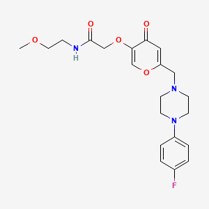 molecular formula C21H26FN3O5 B2957702 2-[6-[[4-(4-氟苯基)哌嗪-1-基]甲基]-4-氧代吡喃-3-基]氧基-N-(2-甲氧基乙基)乙酰胺 CAS No. 898464-95-4