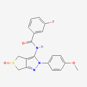 molecular formula C19H16FN3O3S B2957705 3-fluoro-N-(2-(4-methoxyphenyl)-5-oxido-4,6-dihydro-2H-thieno[3,4-c]pyrazol-3-yl)benzamide CAS No. 957624-91-8