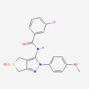 molecular formula C19H16FN3O3S B2957705 3-氟-N-(2-(4-甲氧基苯基)-5-氧代-4,6-二氢-2H-噻吩并[3,4-c]吡唑-3-基)苯甲酰胺 CAS No. 957624-91-8