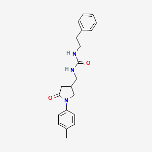 molecular formula C21H25N3O2 B2957709 1-((5-Oxo-1-(p-tolyl)pyrrolidin-3-yl)methyl)-3-phenethylurea CAS No. 954588-64-8