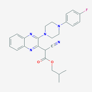 molecular formula C25H26FN5O2 B2957725 2-Methylpropyl cyano{3-[4-(4-fluorophenyl)piperazin-1-yl]quinoxalin-2-yl}acetate CAS No. 840464-52-0
