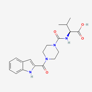 molecular formula C19H24N4O4 B2957735 N-{[4-(1H-indol-2-ylcarbonyl)piperazin-1-yl]carbonyl}-L-valine CAS No. 1014408-24-2