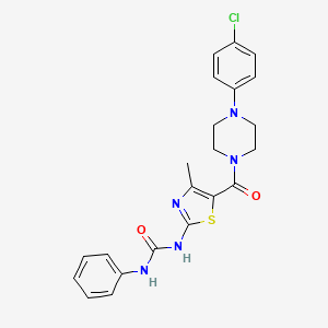 molecular formula C22H22ClN5O2S B2957740 1-(5-(4-(4-Chlorophenyl)piperazine-1-carbonyl)-4-methylthiazol-2-yl)-3-phenylurea CAS No. 941974-91-0