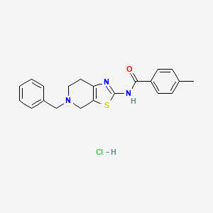 molecular formula C21H22ClN3OS B2957743 N-(5-benzyl-4,5,6,7-tetrahydrothiazolo[5,4-c]pyridin-2-yl)-4-methylbenzamide hydrochloride CAS No. 1331266-44-4