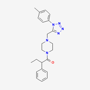 molecular formula C23H28N6O B2957744 2-苯基-1-(4-((1-(对甲苯基)-1H-四唑-5-基)甲基)哌嗪-1-基)丁烷-1-酮 CAS No. 1049349-55-4