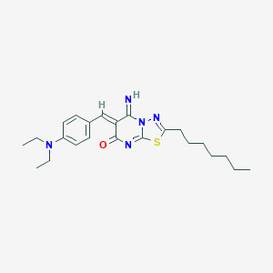 6-[4-(diethylamino)benzylidene]-2-heptyl-5-imino-5,6-dihydro-7H-[1,3,4]thiadiazolo[3,2-a]pyrimidin-7-one