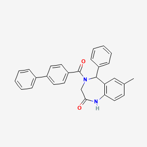 molecular formula C29H24N2O2 B2957752 4-([1,1'-联苯]-4-羰基)-7-甲基-5-苯基-4,5-二氢-1H-苯并[e][1,4]二氮杂卓-2(3H)-酮 CAS No. 312606-61-4