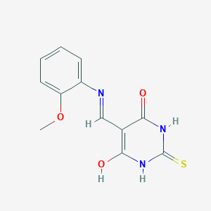 molecular formula C12H11N3O3S B2957760 5-(((2-methoxyphenyl)amino)methylene)-2-thioxodihydropyrimidine-4,6(1H,5H)-dione CAS No. 349566-84-3