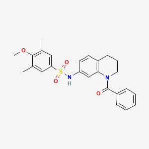 molecular formula C25H26N2O4S B2957763 N-(1-苯甲酰-1,2,3,4-四氢喹啉-7-基)-4-甲氧基-3,5-二甲基苯磺酰胺 CAS No. 946221-31-4