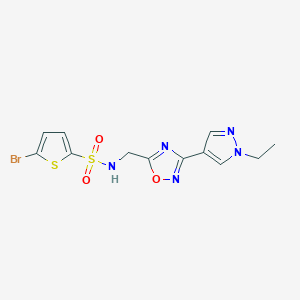 molecular formula C12H12BrN5O3S2 B2957770 5-bromo-N-((3-(1-ethyl-1H-pyrazol-4-yl)-1,2,4-oxadiazol-5-yl)methyl)thiophene-2-sulfonamide CAS No. 2034230-39-0