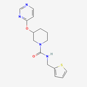 molecular formula C15H18N4O2S B2957790 3-(pyrimidin-4-yloxy)-N-(thiophen-2-ylmethyl)piperidine-1-carboxamide CAS No. 2034499-60-8