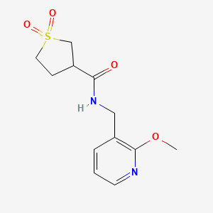 molecular formula C12H16N2O4S B2957792 N-((2-methoxypyridin-3-yl)methyl)tetrahydrothiophene-3-carboxamide 1,1-dioxide CAS No. 2320685-10-5