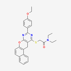 molecular formula C29H29N3O3S B2957795 2-{[2-(4-Ethoxyphenyl)-5H-12-oxa-1,3-diazatetraphen-4-YL]sulfanyl}-N,N-diethylacetamide CAS No. 895646-42-1