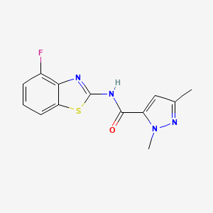 molecular formula C13H11FN4OS B2957808 N-(4-fluorobenzo[d]thiazol-2-yl)-1,3-dimethyl-1H-pyrazole-5-carboxamide CAS No. 1013771-68-0