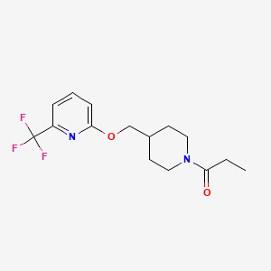 molecular formula C15H19F3N2O2 B2957811 1-[4-[[6-(Trifluoromethyl)pyridin-2-yl]oxymethyl]piperidin-1-yl]propan-1-one CAS No. 2320144-84-9