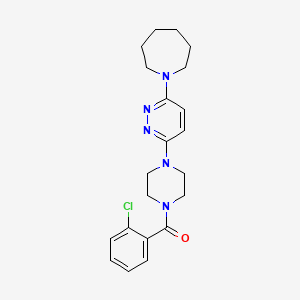 molecular formula C21H26ClN5O B2957819 (4-(6-(Azepan-1-yl)pyridazin-3-yl)piperazin-1-yl)(2-chlorophenyl)methanone CAS No. 886896-85-1