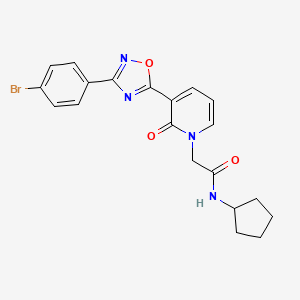 molecular formula C20H19BrN4O3 B2957820 2-(3-(3-(4-bromophenyl)-1,2,4-oxadiazol-5-yl)-2-oxopyridin-1(2H)-yl)-N-cyclopentylacetamide CAS No. 1105223-48-0