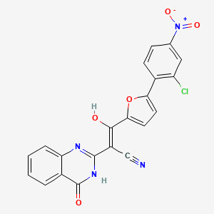 molecular formula C21H11ClN4O5 B2957841 (Z)-3-(5-(2-氯-4-硝基苯基)呋喃-2-基)-3-羟基-2-(4-氧代-3,4-二氢喹唑啉-2-基)丙烯腈 CAS No. 627041-42-3