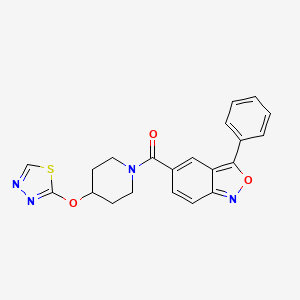 molecular formula C21H18N4O3S B2957843 (4-((1,3,4-Thiadiazol-2-yl)oxy)piperidin-1-yl)(3-phenylbenzo[c]isoxazol-5-yl)methanone CAS No. 2191404-84-7