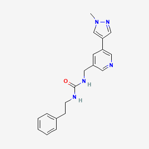 molecular formula C19H21N5O B2957848 1-((5-(1-甲基-1H-吡唑-4-基)吡啶-3-基)甲基)-3-苯乙基脲 CAS No. 2034462-29-6