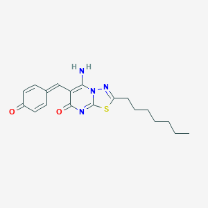 (6Z)-2-heptyl-6-(4-hydroxybenzylidene)-5-imino-5,6-dihydro-7H-[1,3,4]thiadiazolo[3,2-a]pyrimidin-7-one