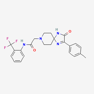 molecular formula C23H23F3N4O2 B2957851 2-(3-氧代-2-(对甲苯基)-1,4,8-三氮杂螺[4.5]癸-1-烯-8-基)-N-(2-(三氟甲基)苯基)乙酰胺 CAS No. 932476-13-6