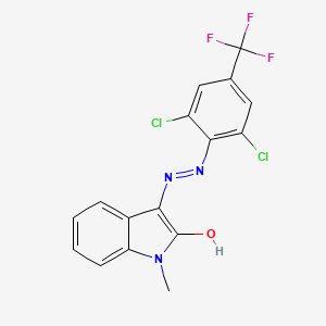 molecular formula C16H10Cl2F3N3O B2957862 1-甲基-1H-吲哚-2,3-二酮 3-{N-[2,6-二氯-4-(三氟甲基)苯基]腙} CAS No. 320422-23-9