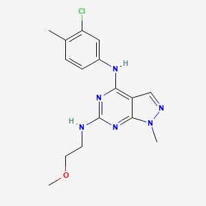 molecular formula C16H19ClN6O B2957863 N~4~-(3-氯-4-甲基苯基)-N~6~-(2-甲氧基乙基)-1-甲基-1H-吡唑并[3,4-d]嘧啶-4,6-二胺 CAS No. 878064-39-2