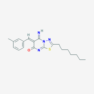 molecular formula C20H24N4OS B295787 (6Z)-2-heptyl-5-imino-6-(3-methylbenzylidene)-5,6-dihydro-7H-[1,3,4]thiadiazolo[3,2-a]pyrimidin-7-one 