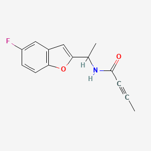 molecular formula C14H12FNO2 B2957870 N-[1-(5-fluoro-1-benzofuran-2-yl)ethyl]but-2-ynamide CAS No. 2094727-24-7