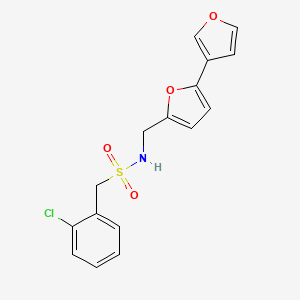 molecular formula C16H14ClNO4S B2957877 N-([2,3'-bifuran]-5-ylmethyl)-1-(2-chlorophenyl)methanesulfonamide CAS No. 2034342-27-1