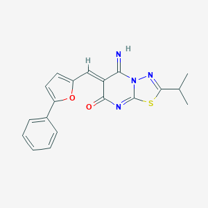 molecular formula C19H16N4O2S B295788 (6Z)-5-IMINO-6-[(5-PHENYLFURAN-2-YL)METHYLIDENE]-2-(PROPAN-2-YL)-5H,6H,7H-[1,3,4]THIADIAZOLO[3,2-A]PYRIMIDIN-7-ONE 