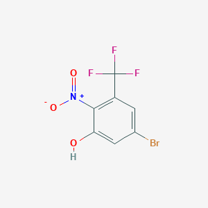 molecular formula C7H3BrF3NO3 B2957884 5-Bromo-3-hydroxy-2-nitrobenzotrifluoride CAS No. 2092867-77-9