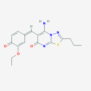 molecular formula C17H18N4O3S B295789 2-ethoxy-4-[(Z)-(5-iminio-7-oxo-2-propyl-5H-[1,3,4]thiadiazolo[3,2-a]pyrimidin-6(7H)-ylidene)methyl]phenolate 