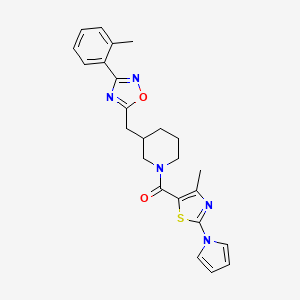 (4-methyl-2-(1H-pyrrol-1-yl)thiazol-5-yl)(3-((3-(o-tolyl)-1,2,4-oxadiazol-5-yl)methyl)piperidin-1-yl)methanone