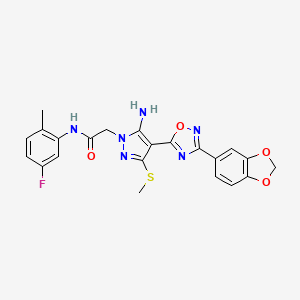 2-(5-amino-4-(3-(benzo[d][1,3]dioxol-5-yl)-1,2,4-oxadiazol-5-yl)-3-(methylthio)-1H-pyrazol-1-yl)-N-(5-fluoro-2-methylphenyl)acetamide