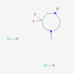 molecular formula C6H14Cl2F2N2 B2957900 6,6-Difluoro-1-methyl-1,4-diazepane dihydrochloride CAS No. 2227206-69-9