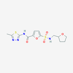 molecular formula C13H16N4O5S2 B2957905 N-(5-methyl-1,3,4-thiadiazol-2-yl)-5-(N-((tetrahydrofuran-2-yl)methyl)sulfamoyl)furan-2-carboxamide CAS No. 1172555-78-0