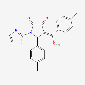 molecular formula C22H18N2O3S B2957914 3-hydroxy-4-(4-methylbenzoyl)-1-(thiazol-2-yl)-5-(p-tolyl)-1H-pyrrol-2(5H)-one CAS No. 373611-64-4