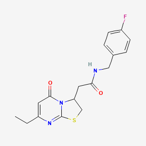 molecular formula C17H18FN3O2S B2957916 2-(7-ethyl-5-oxo-3,5-dihydro-2H-thiazolo[3,2-a]pyrimidin-3-yl)-N-(4-fluorobenzyl)acetamide CAS No. 953208-58-7