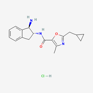 N-[(1R,2R)-1-Amino-2,3-dihydro-1H-inden-2-yl]-2-(cyclopropylmethyl)-4-methyl-1,3-oxazole-5-carboxamide;hydrochloride