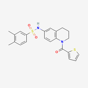 molecular formula C22H22N2O3S2 B2957937 3,4-dimethyl-N-[1-(2-thienylcarbonyl)-1,2,3,4-tetrahydroquinolin-6-yl]benzenesulfonamide CAS No. 932502-72-2