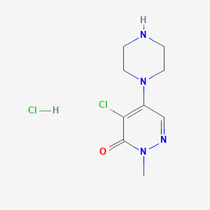 molecular formula C9H14Cl2N4O B2957939 4-chloro-2-methyl-5-(piperazin-1-yl)pyridazin-3(2H)-one hydrochloride CAS No. 1052270-14-0