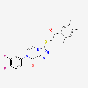 molecular formula C22H18F2N4O2S B2957940 7-(3,4-二氟苯基)-3-((2-氧代-2-(2,4,5-三甲基苯基)乙基)硫基)-[1,2,4]三唑并[4,3-a]嘧啶-8(7H)-酮 CAS No. 1242873-86-4