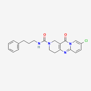 molecular formula C21H21ClN4O2 B2957947 8-氯-11-氧代-N-(3-苯丙基)-3,4-二氢-1H-二吡啶并[1,2-a:4',3'-d]嘧啶-2(11H)-甲酰胺 CAS No. 2034531-89-8