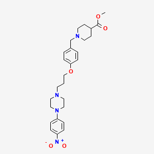 molecular formula C27H36N4O5 B2957950 Methyl 1-(4-{3-[4-(4-nitrophenyl)piperazino]propoxy}benzyl)-4-piperidinecarboxylate CAS No. 860649-22-5