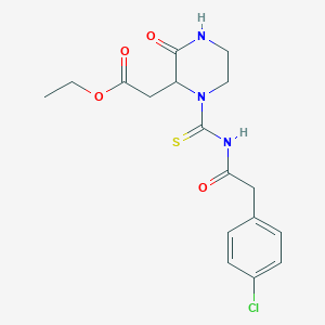 molecular formula C17H20ClN3O4S B2957964 乙酸(1-({[(4-氯苯基)乙酰]氨基硫代羰基}-3-氧代哌嗪-2-基)乙酯 CAS No. 1008230-42-9