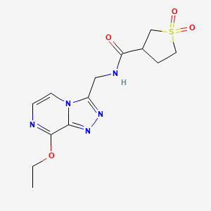 molecular formula C13H17N5O4S B2957965 N-((8-ethoxy-[1,2,4]triazolo[4,3-a]pyrazin-3-yl)methyl)tetrahydrothiophene-3-carboxamide 1,1-dioxide CAS No. 2034282-16-9