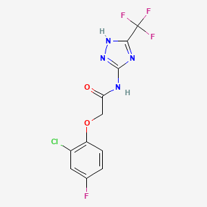 molecular formula C11H7ClF4N4O2 B2957968 2-(2-氯-4-氟苯氧基)-N-[5-(三氟甲基)-4H-1,2,4-三唑-3-基]乙酰胺 CAS No. 1100040-91-2