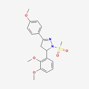molecular formula C19H22N2O5S B2957974 5-(2,3-dimethoxyphenyl)-3-(4-methoxyphenyl)-1-(methylsulfonyl)-4,5-dihydro-1H-pyrazole CAS No. 498568-56-2